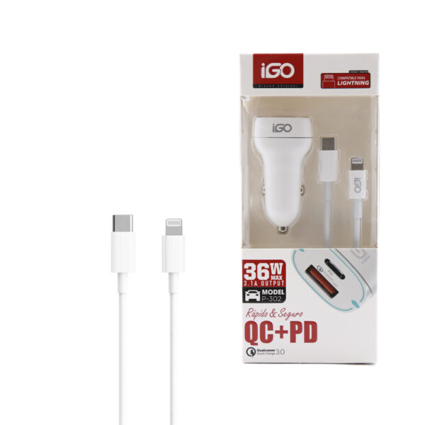 Cargador Coche Type C a Lightning 36W Igo - Imagen 2