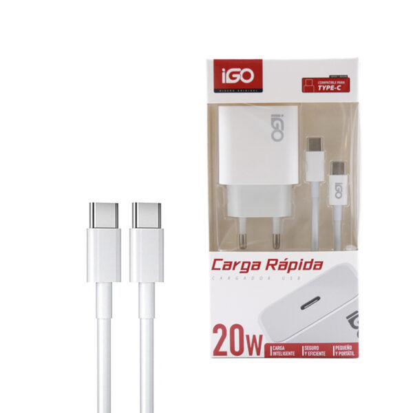 Cargador Casa Type C – Type C USB C 20W Igo - Imagen 2