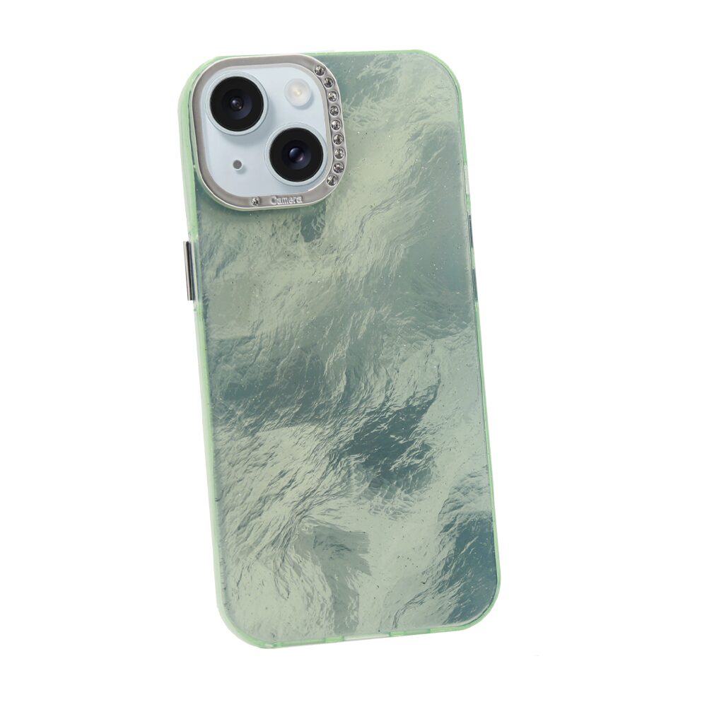 Funda Radiance Glow Iphone 15 verde Lateral